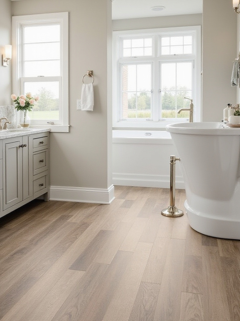 Budget-friendly bathroom flooring under $5 per square foot, showcasing modern design and style.