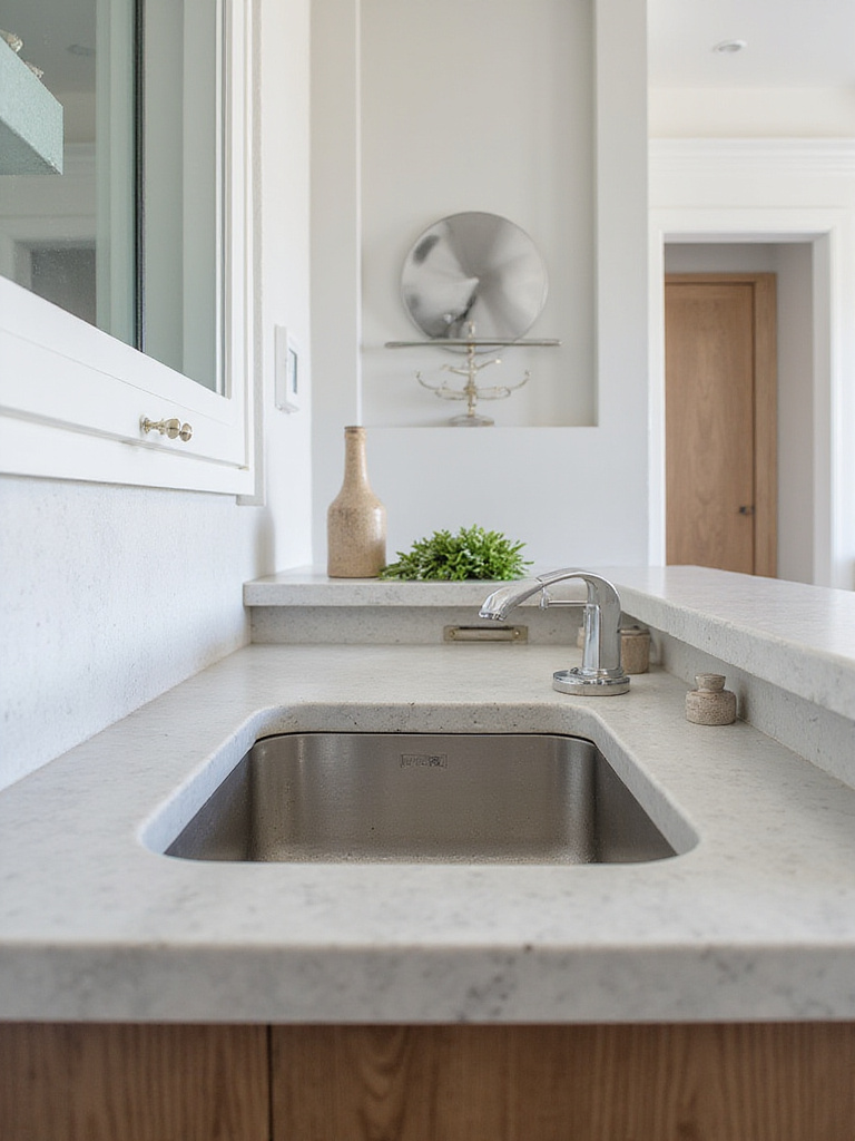 Contemporary kitchen with an undermount sink and quartz countertop