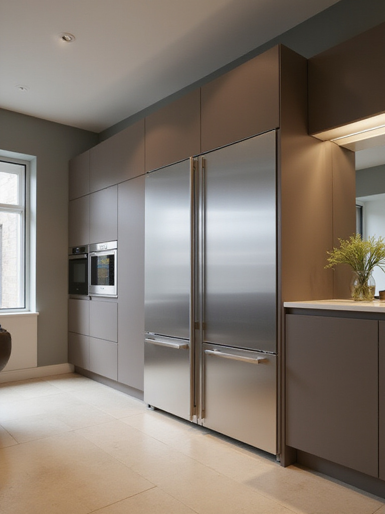 Chic contemporary kitchen with integrated appliances blending into cabinetry.