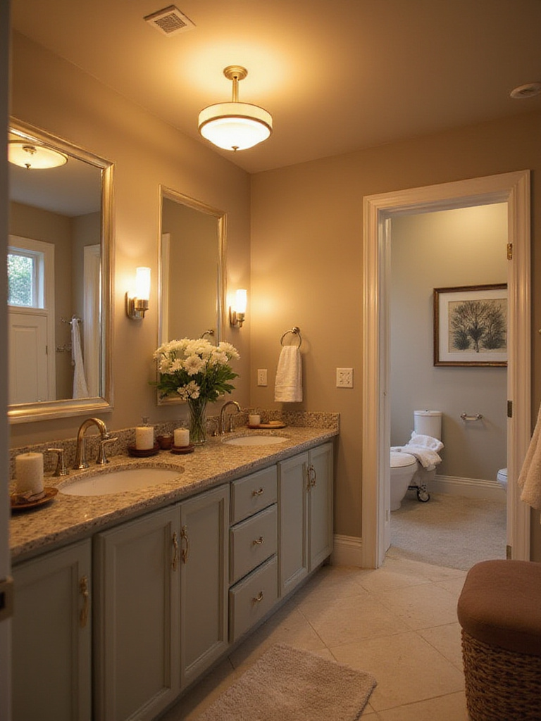 Guest bathroom featuring optimized lighting for ambiance and function