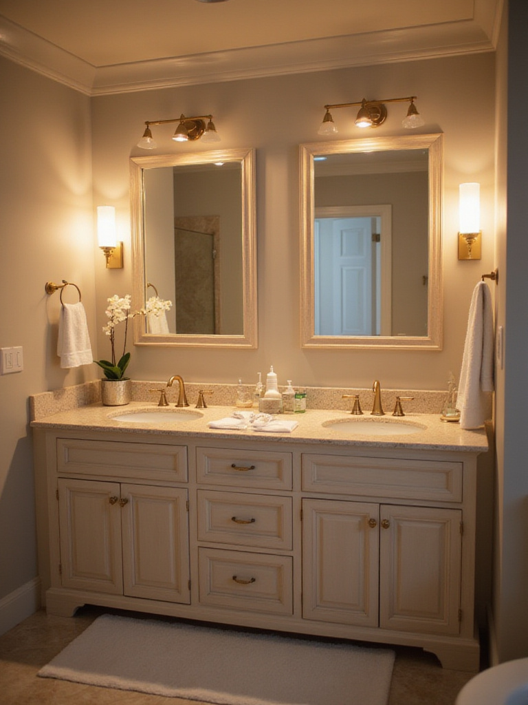 Warm bathroom vanity lighting at 3000K for natural skin tones