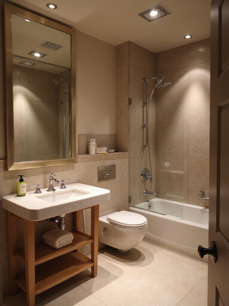 Luxurious powder room with discreet sound integration