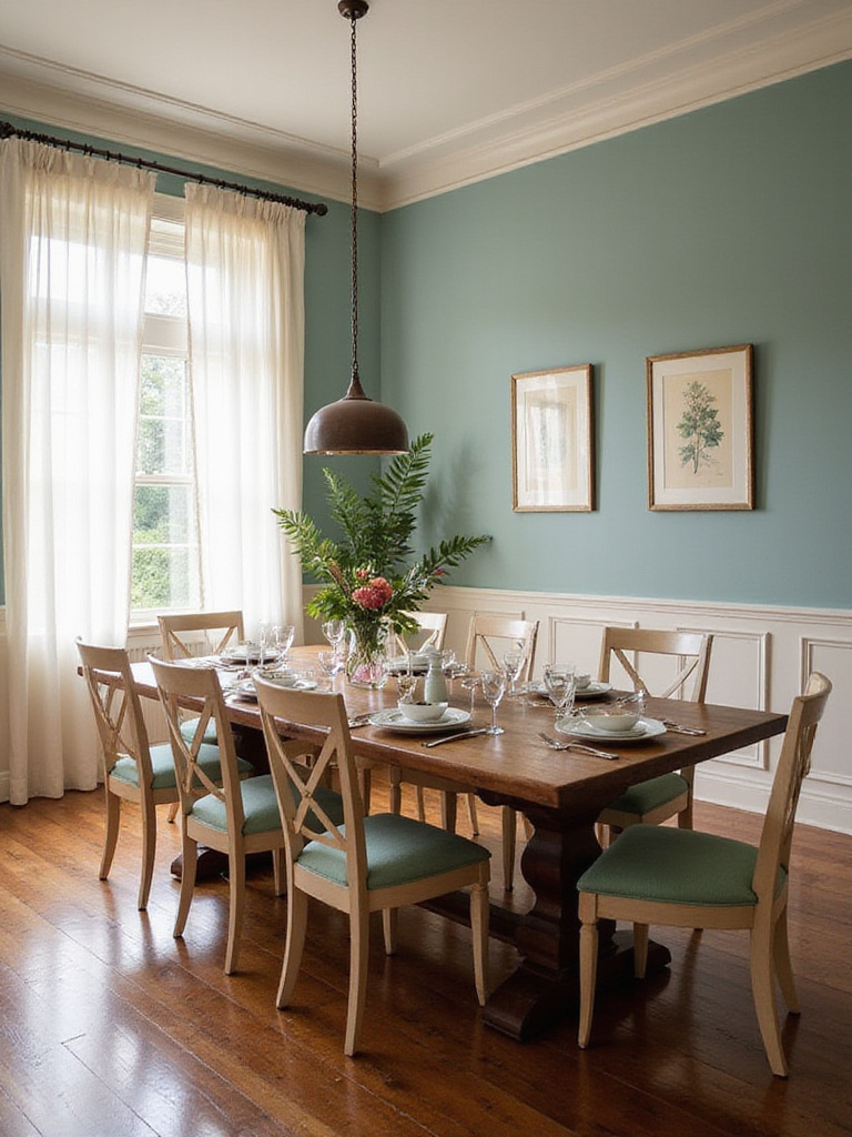 Elegant dining room with fresh paint color enhancing ambiance