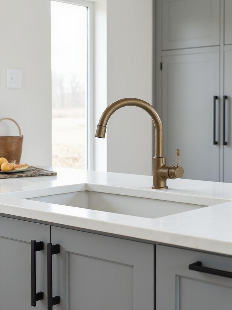 High-quality fixtures in a minimalistic kitchen setting.