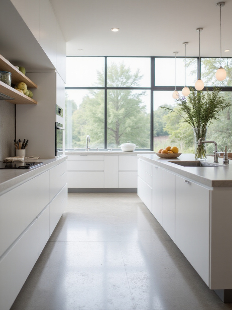 Modern kitchen with handle-less cabinetry and clean lines