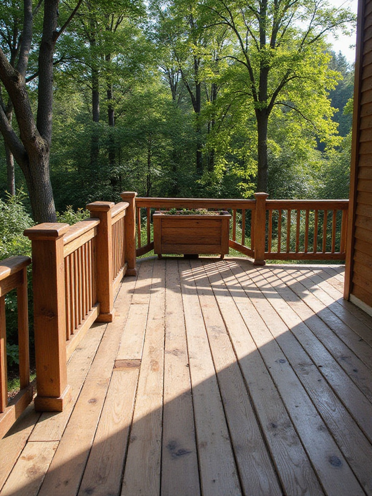 Rustic deck featuring reclaimed wood accents in a natural outdoor setting